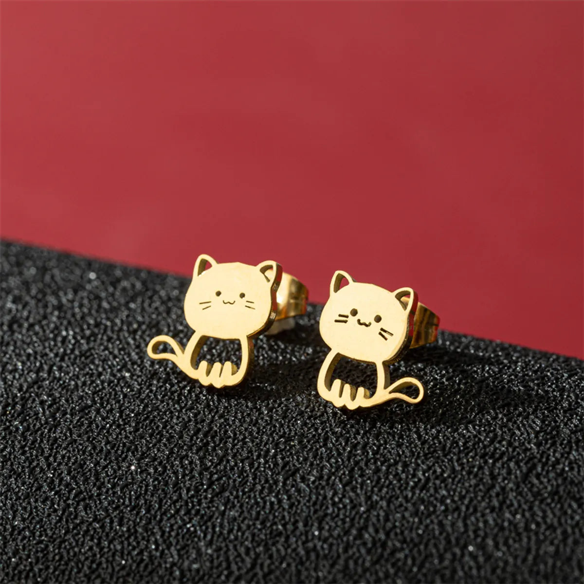 1 Pair Cute Modern Style Sweet Cat Tiger Spider Polishing Plating 304 Stainless Steel 18K Gold Plated Ear Studs