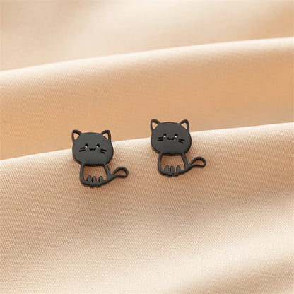 1 Pair Cute Modern Style Sweet Cat Tiger Spider Polishing Plating 304 Stainless Steel 18K Gold Plated Ear Studs