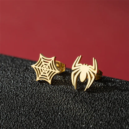 1 Pair Cute Modern Style Sweet Cat Tiger Spider Polishing Plating 304 Stainless Steel 18K Gold Plated Ear Studs