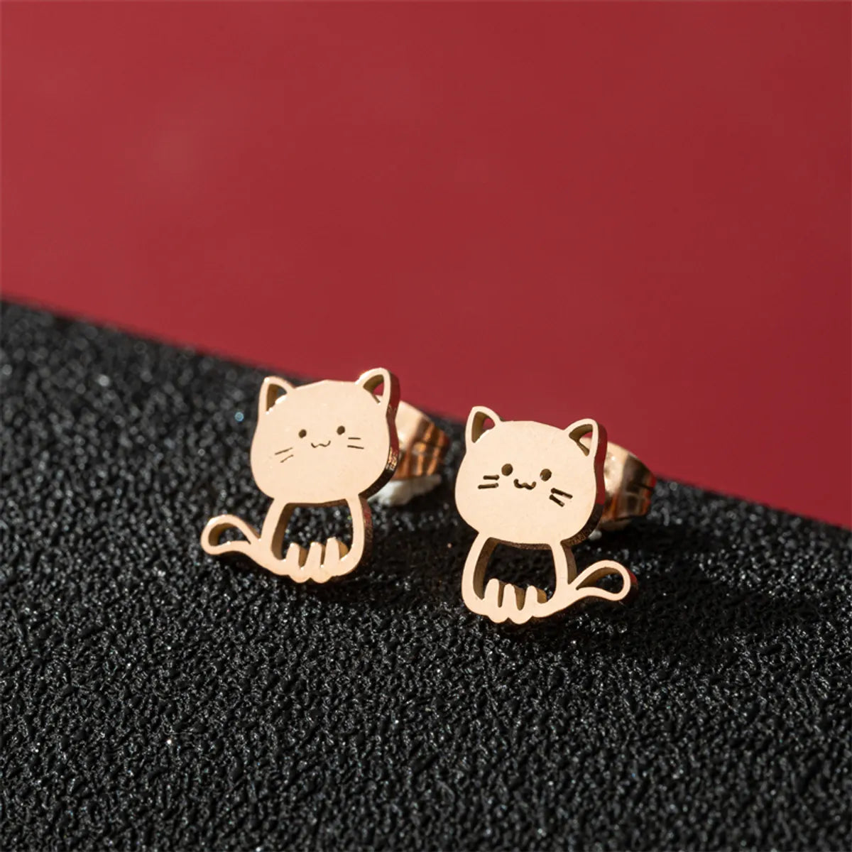 1 Pair Cute Modern Style Sweet Cat Tiger Spider Polishing Plating 304 Stainless Steel 18K Gold Plated Ear Studs