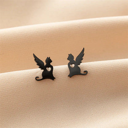 1 Pair Cute Modern Style Sweet Cat Tiger Spider Polishing Plating 304 Stainless Steel 18K Gold Plated Ear Studs