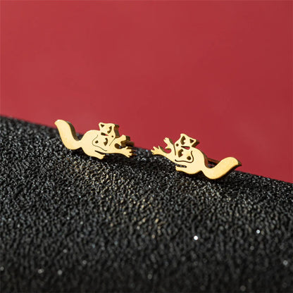 1 Pair Cute Modern Style Sweet Cat Tiger Spider Polishing Plating 304 Stainless Steel 18K Gold Plated Ear Studs