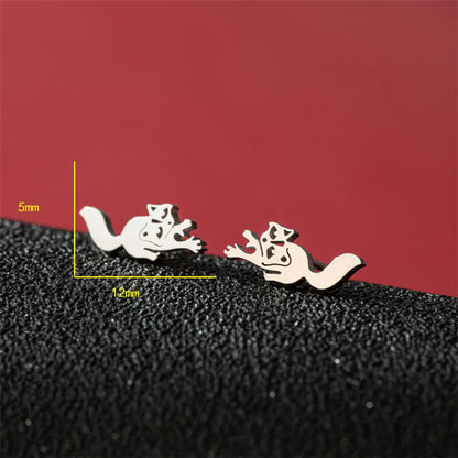 1 Pair Cute Modern Style Sweet Cat Tiger Spider Polishing Plating 304 Stainless Steel 18K Gold Plated Ear Studs