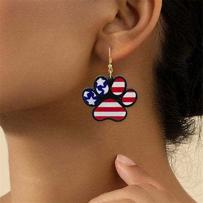 1 Pair Cute National Flag Arylic Drop Earrings