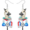 1 Pair Cute Novelty Earth Instrument Microscope Pencil Arylic Drop Earrings