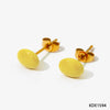 1 Pair Cute Oval Enamel Plating 304 Stainless Steel 16K Gold Plated White Gold Plated Gold Plated Ear Studs