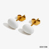 1 Pair Cute Oval Enamel Plating 304 Stainless Steel 16K Gold Plated White Gold Plated Gold Plated Ear Studs