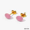 1 Pair Cute Oval Enamel Plating 304 Stainless Steel 16K Gold Plated White Gold Plated Gold Plated Ear Studs