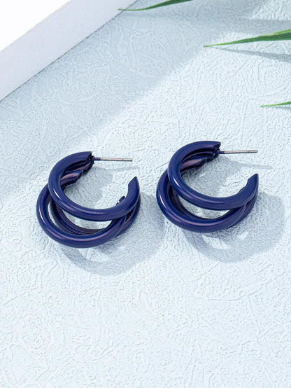 1 Pair Cute Pastoral Classic Style C Shape Inlay Iron Zinc Alloy Resin Rhinestones Ear Studs