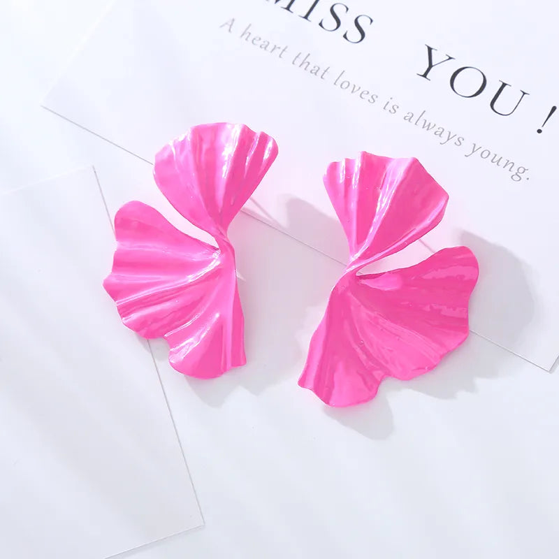 1 Pair Cute Pastoral Ginkgo Leaf Stoving Varnish Alloy Drop Earrings