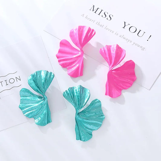 1 Pair Cute Pastoral Ginkgo Leaf Stoving Varnish Alloy Drop Earrings