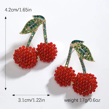 1 Pair Cute Pastoral Shiny Fruit Inlay Zinc Alloy Rhinestones K Gold Plated Ear Studs