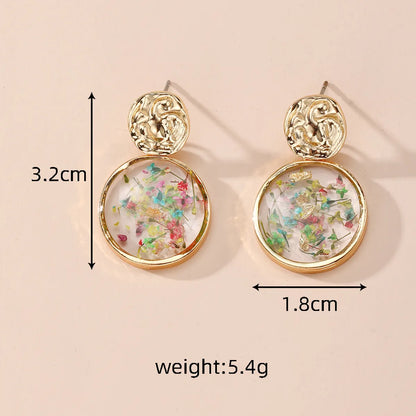 1 Pair Cute Pastoral Simple Style Ditsy Floral Flower Alloy Resin Drop Earrings