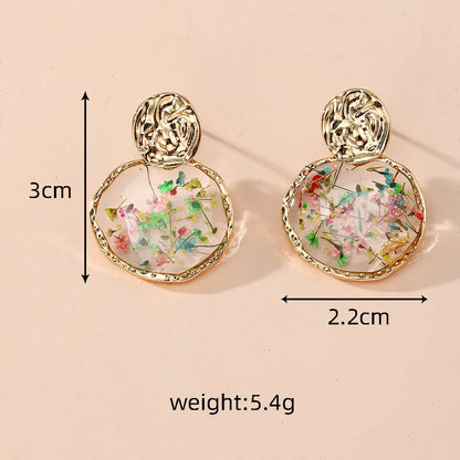 1 Pair Cute Pastoral Simple Style Ditsy Floral Flower Alloy Resin Drop Earrings