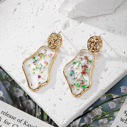 1 Pair Cute Pastoral Simple Style Ditsy Floral Flower Alloy Resin Drop Earrings