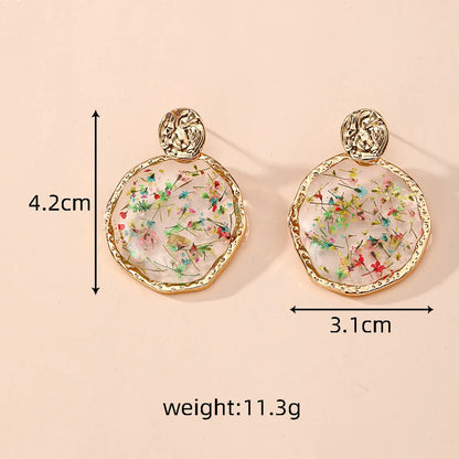 1 Pair Cute Pastoral Simple Style Ditsy Floral Flower Alloy Resin Drop Earrings