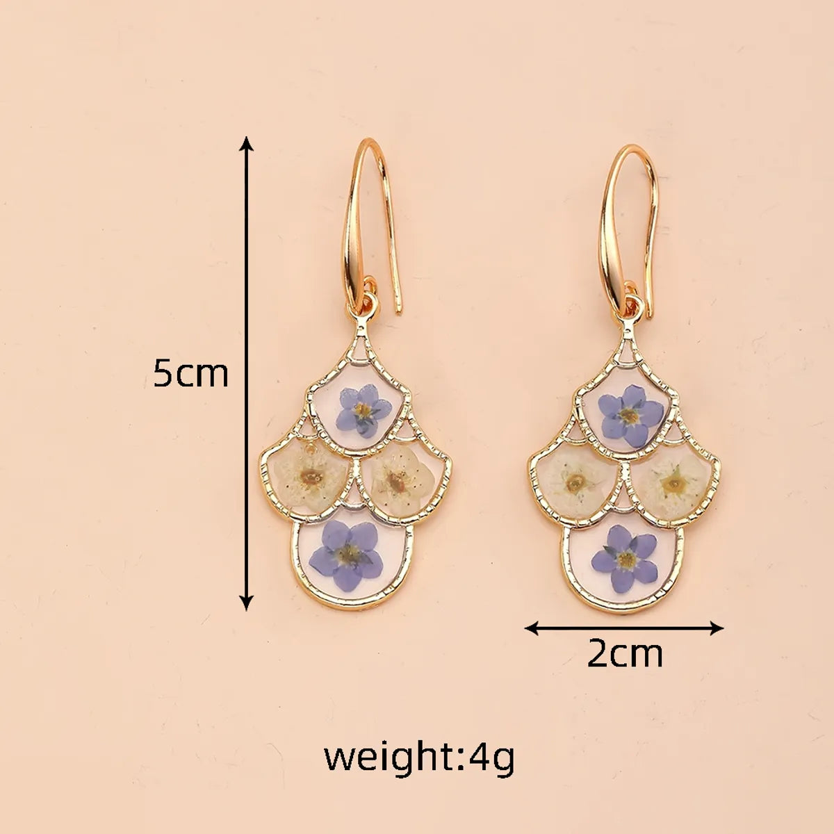 1 Pair Cute Pastoral Simple Style Flower Petal Alloy Dried Flower Resin Drop Earrings