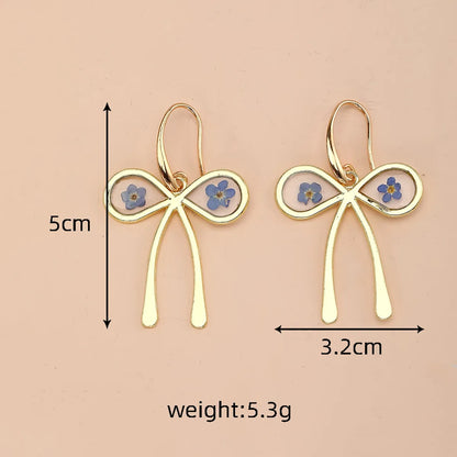 1 Pair Cute Pastoral Simple Style Flower Petal Alloy Dried Flower Resin Drop Earrings