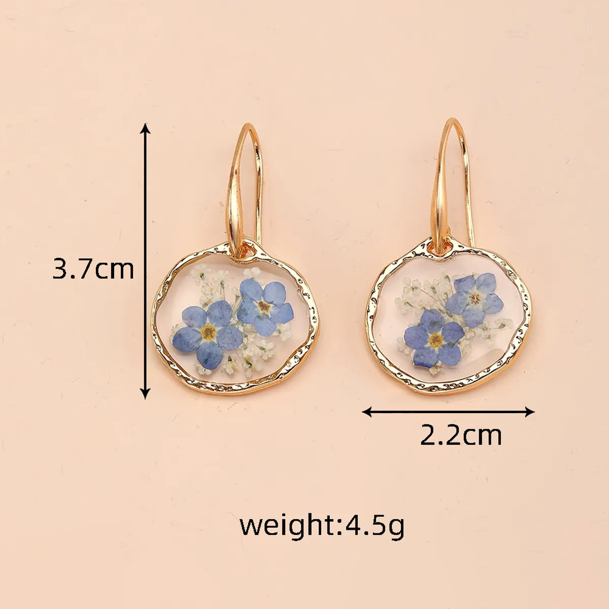 1 Pair Cute Pastoral Simple Style Flower Petal Alloy Dried Flower Resin Drop Earrings