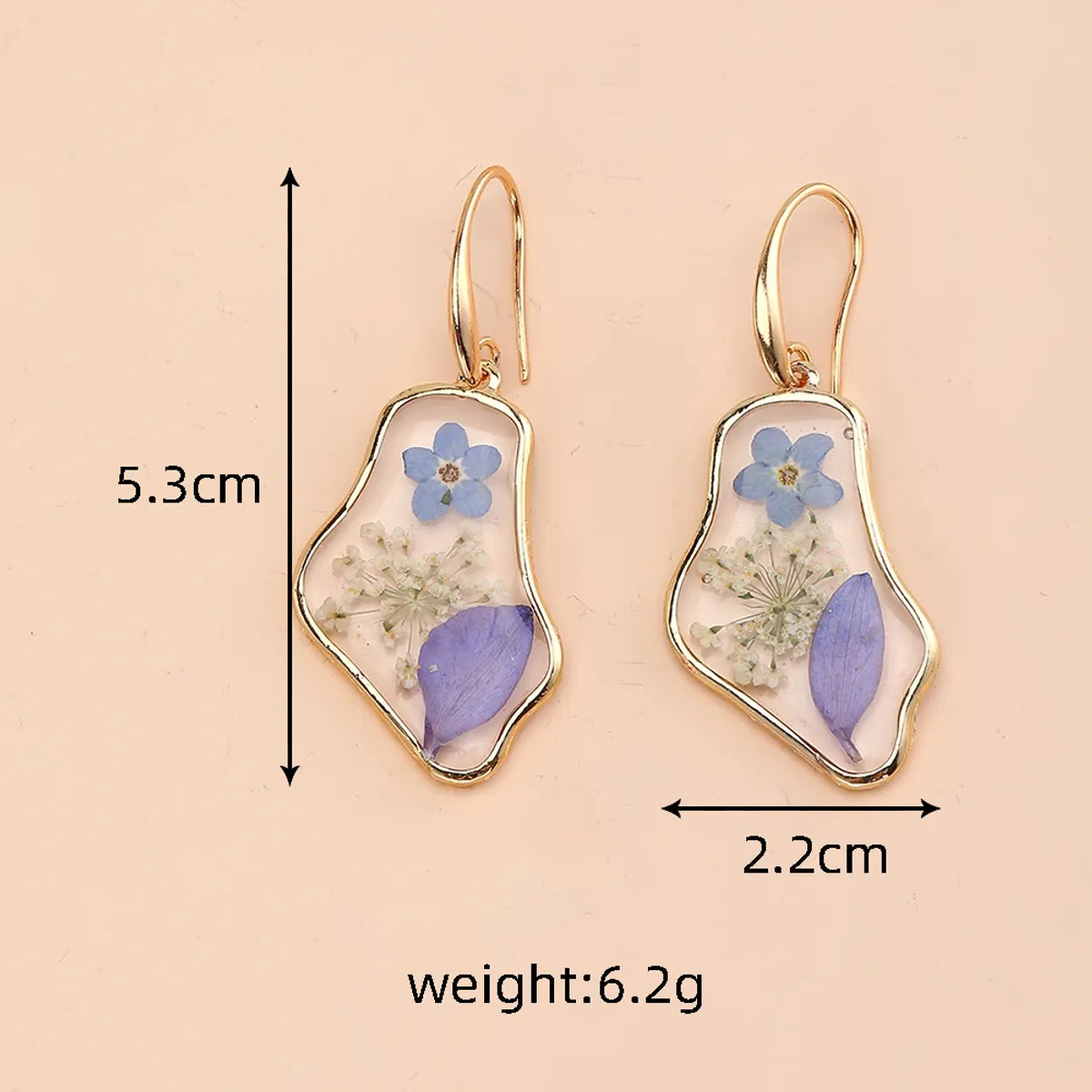 1 Pair Cute Pastoral Simple Style Flower Petal Alloy Dried Flower Resin Drop Earrings