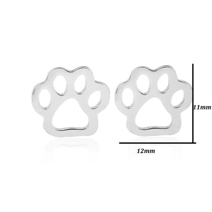 1 Pair Cute Paw Print Plating 304 Stainless Steel 18K Gold Plated Ear Studs