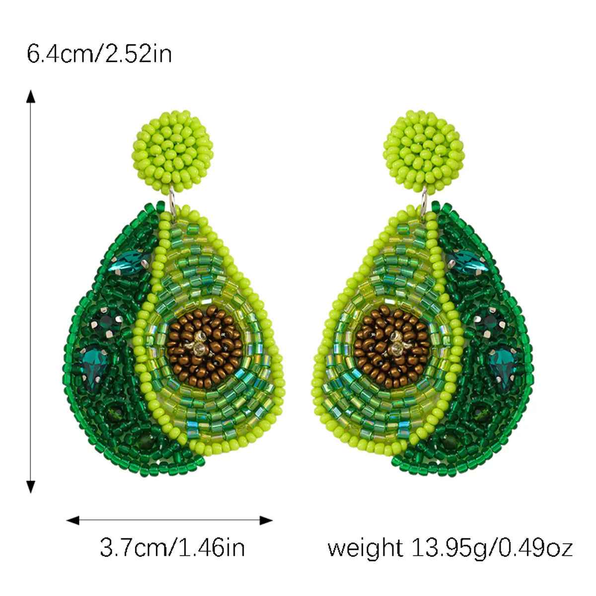 1 Pair Cute Pear Inlay Seed Bead Rhinestones Drop Earrings