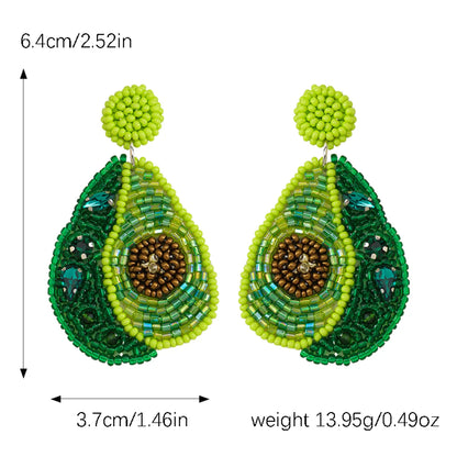 1 Pair Cute Pear Inlay Seed Bead Rhinestones Drop Earrings