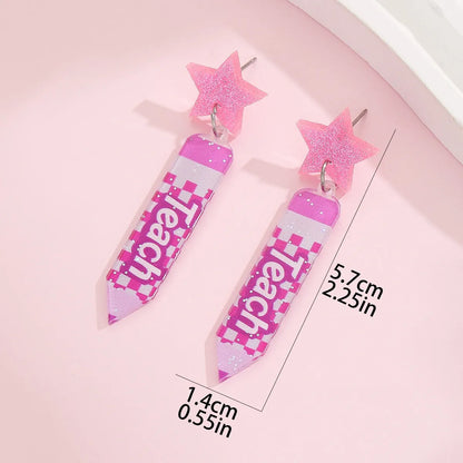 1 Pair Cute Pencil Boots Printing Arylic Drop Earrings