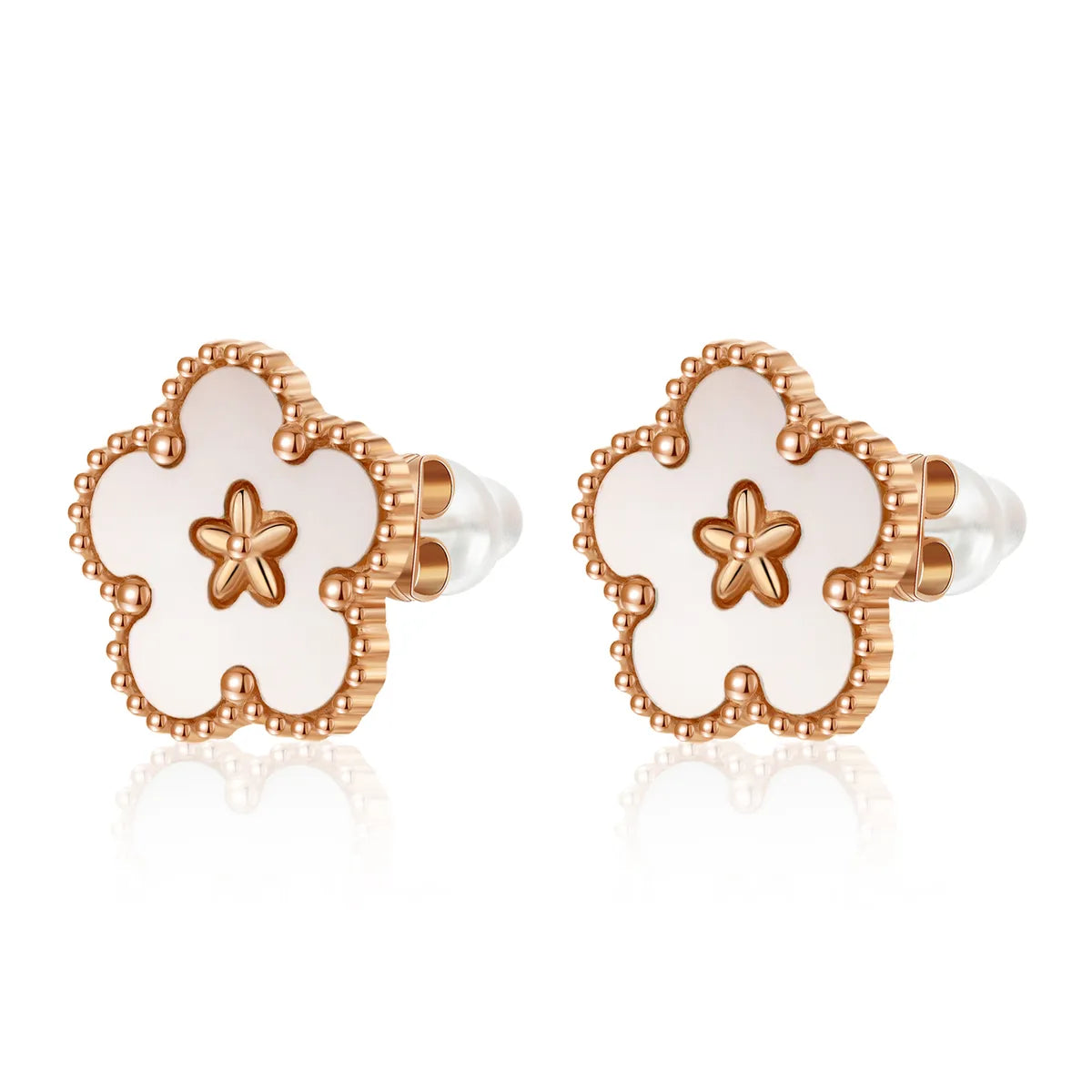 1 Pair Cute Preppy Style Classic Style Flower Plating Stainless Steel Titanium Steel Gold Plated Ear Studs