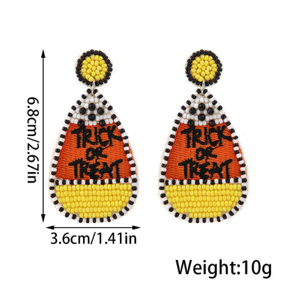 1 Pair Cute Pumpkin Letter Skull Beaded Drop Earrings