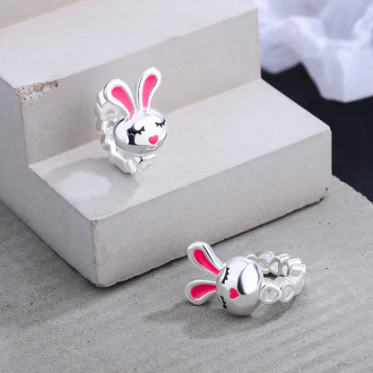 1 Pair Cute Rabbit Copper Enamel Earrings