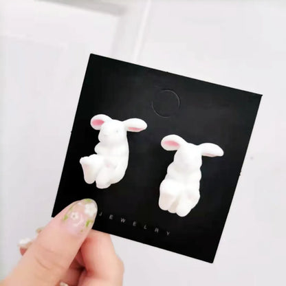 1 Pair Cute Rabbit Resin Women'S Ear Studs