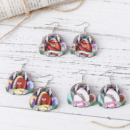 1 Pair Cute Retro Rabbit Wood Drop Earrings