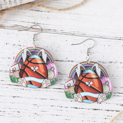 1 Pair Cute Retro Rabbit Wood Drop Earrings