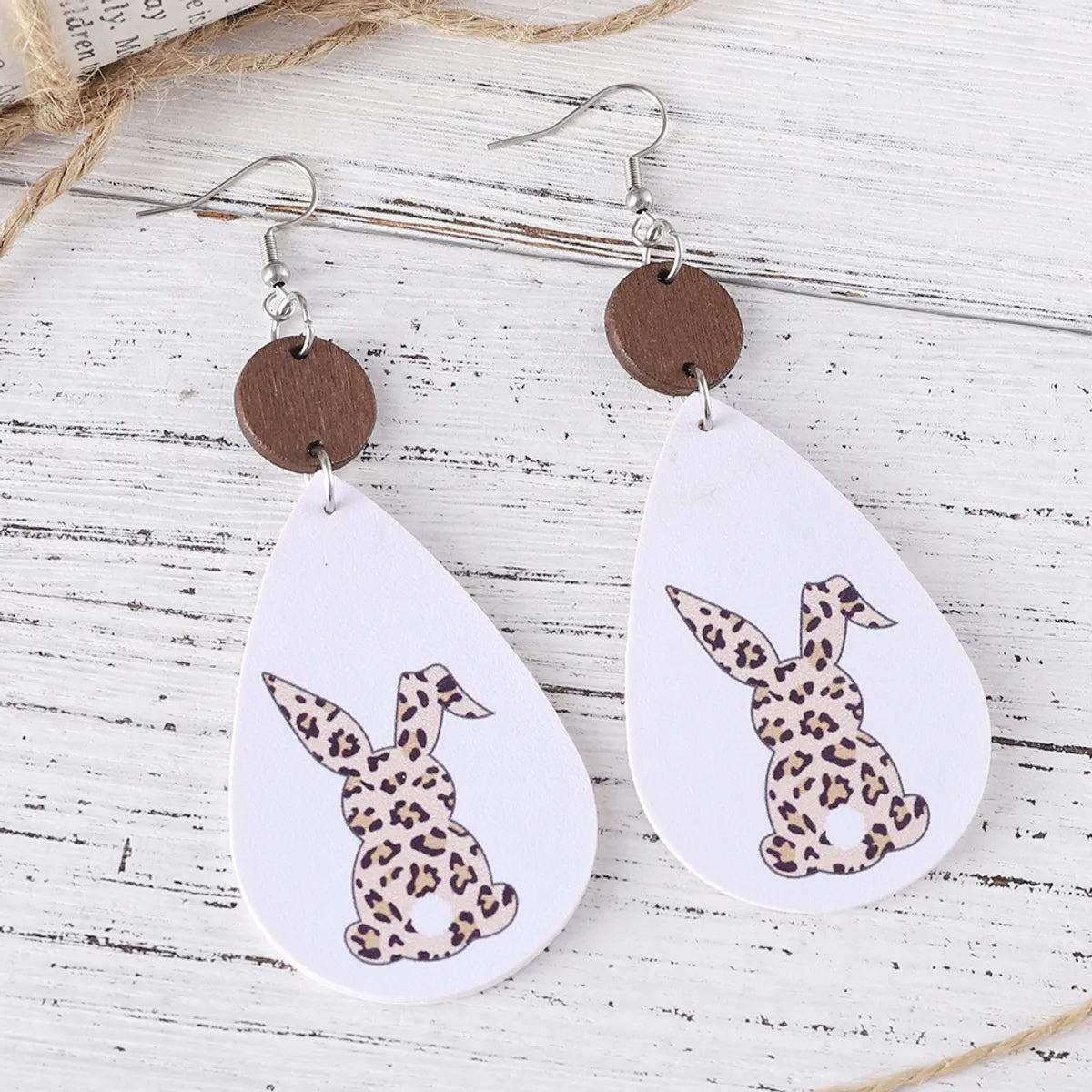 1 Pair Cute Retro Water Droplets Pu Leather Drop Earrings