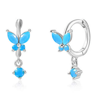 1 Pair Cute Romantic Pastoral Butterfly Butterfly Inlay Sterling Silver Zircon White Gold Plated Gold Plated Earrings