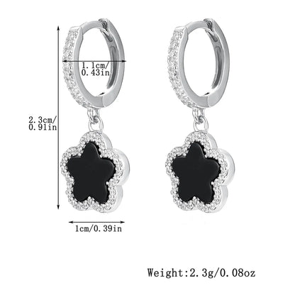 1 Pair Cute Romantic Sweet Flower Inlay Sterling Silver Agate Zircon White Gold Plated Gold Plated Drop Earrings