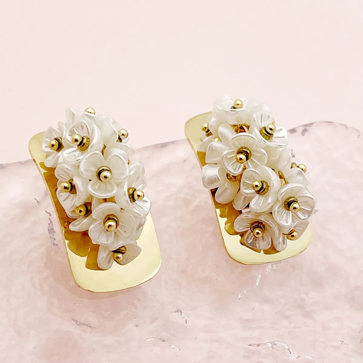 1 Pair Cute Romantic Sweet Flower Plating 304 Stainless Steel Ear Studs