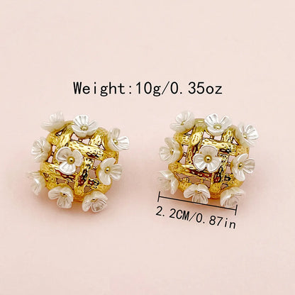 1 Pair Cute Romantic Sweet Flower Plating 304 Stainless Steel Ear Studs