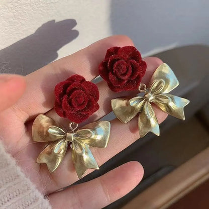 1 Pair Cute Rose Plating Alloy Gold Plated Ear Studs