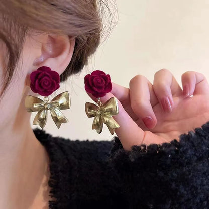 1 Pair Cute Rose Plating Alloy Gold Plated Ear Studs