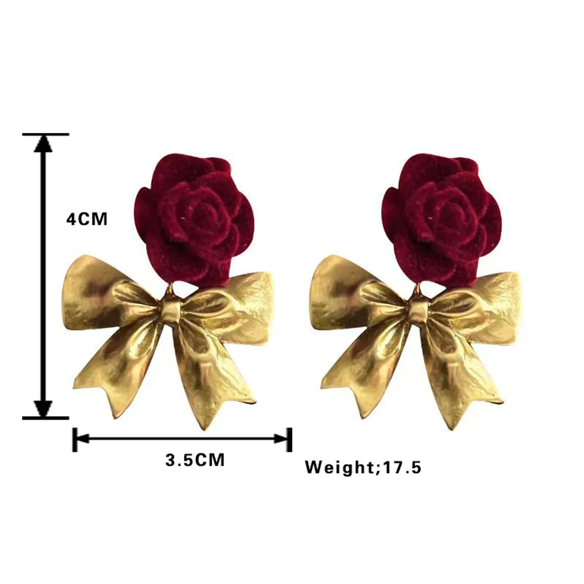 1 Pair Cute Rose Plating Alloy Gold Plated Ear Studs