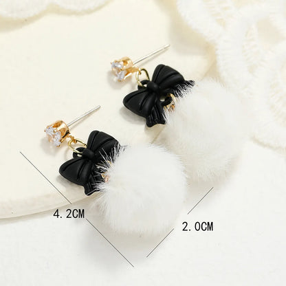 1 Pair Cute Round Alloy Drop Earrings