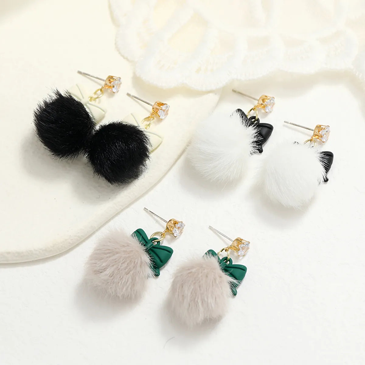 1 Pair Cute Round Alloy Drop Earrings