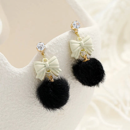 1 Pair Cute Round Alloy Drop Earrings