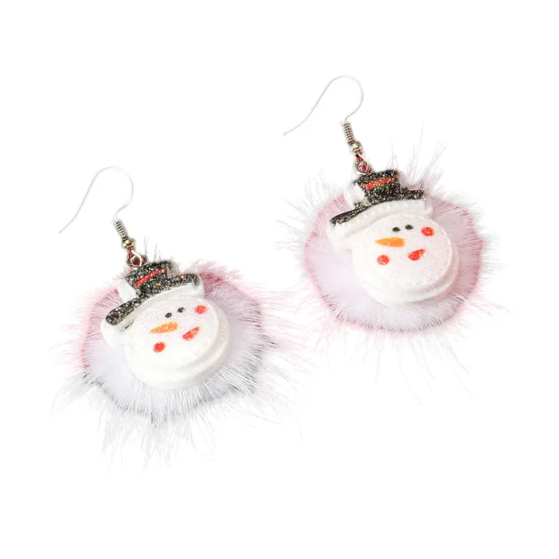 1 Pair Cute Santa Claus Bell Elk Arylic Drop Earrings