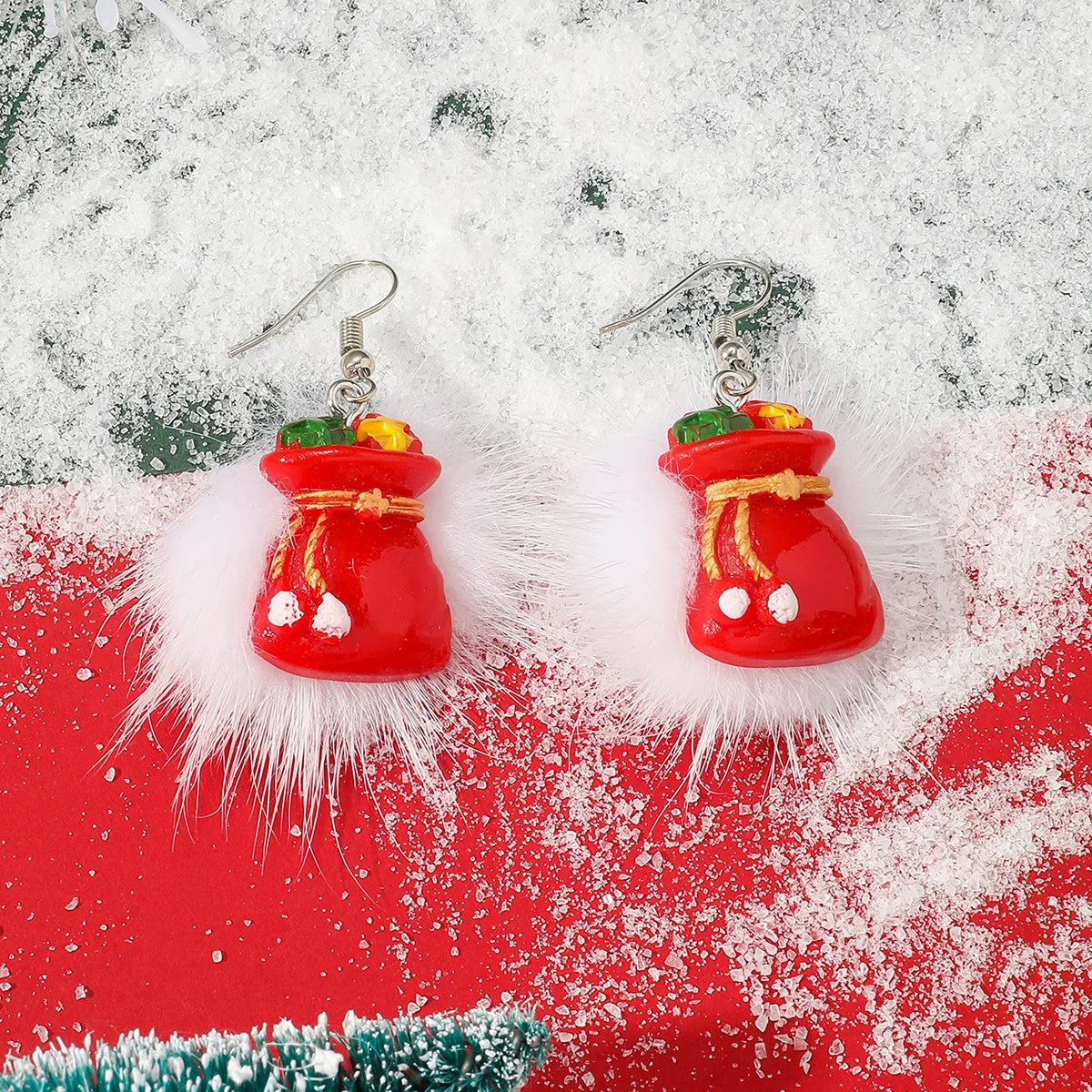 1 Pair Cute Santa Claus Bell Elk Arylic Drop Earrings