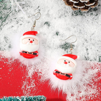 1 Pair Cute Santa Claus Bell Elk Arylic Drop Earrings