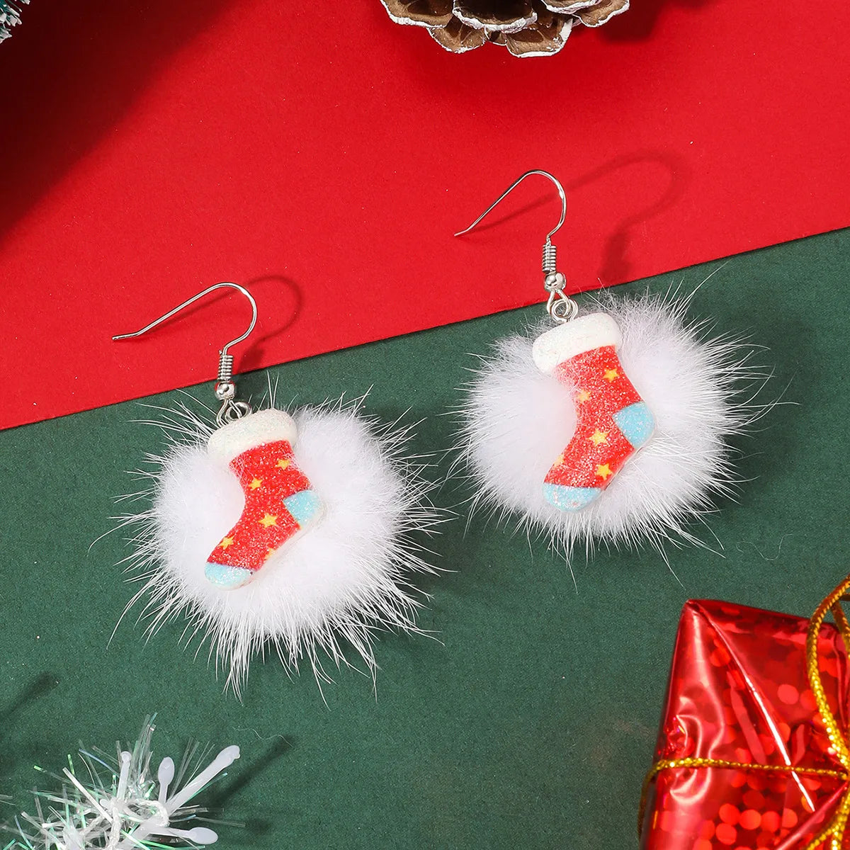 1 Pair Cute Santa Claus Bell Elk Arylic Drop Earrings