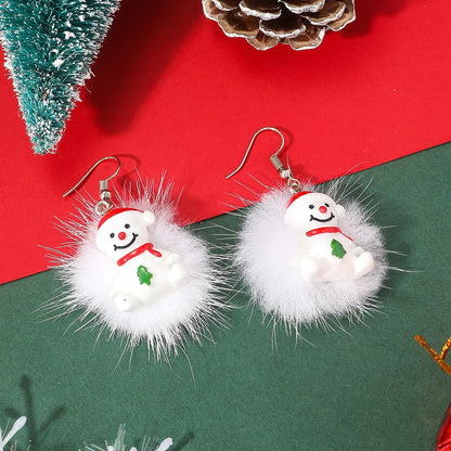 1 Pair Cute Santa Claus Bell Elk Arylic Drop Earrings